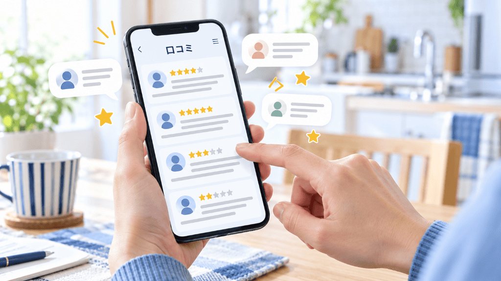 スマートフォンで星評価や口コミを確認する