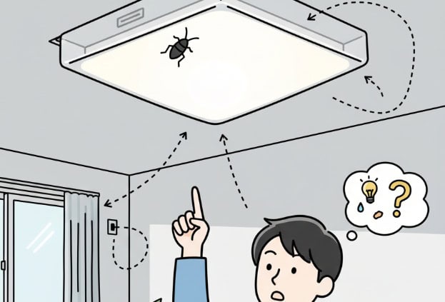 電気（照明器具）にいるゴキブリはどこから入った？